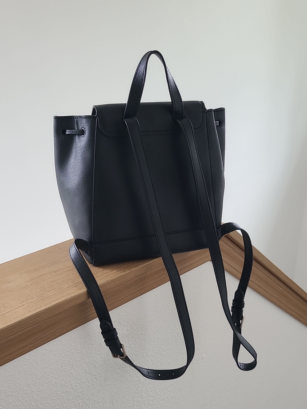 Kate Spade New York Black Leather Drawstring Backpack - Picture 4 of 11